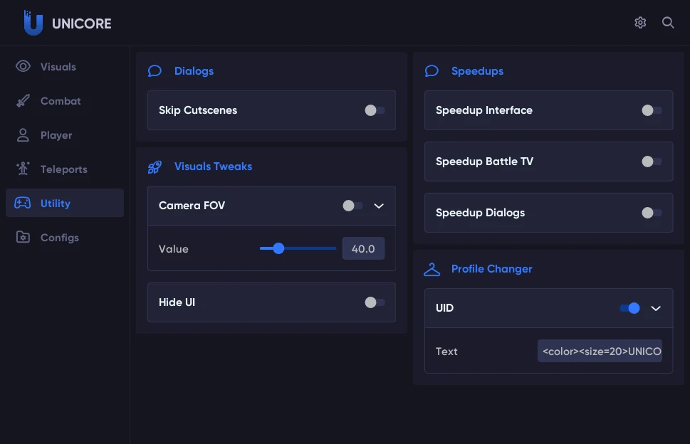 Zenless Zone Zero Unicore cheat menu screenshot 2